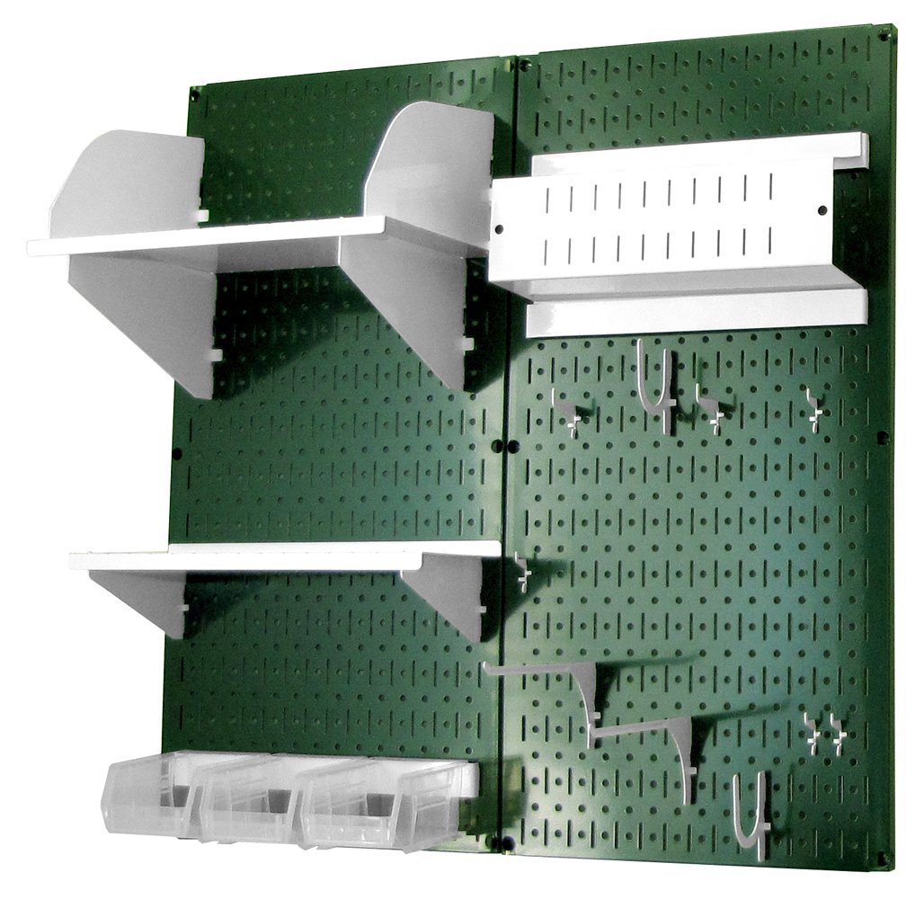 Wall Control Craft & Hobby Pegboard Organizer Storage Kit - Green Pegboard with White Hooks & Accessories | Perfect for Garage, Workshop & Craft Room Organization