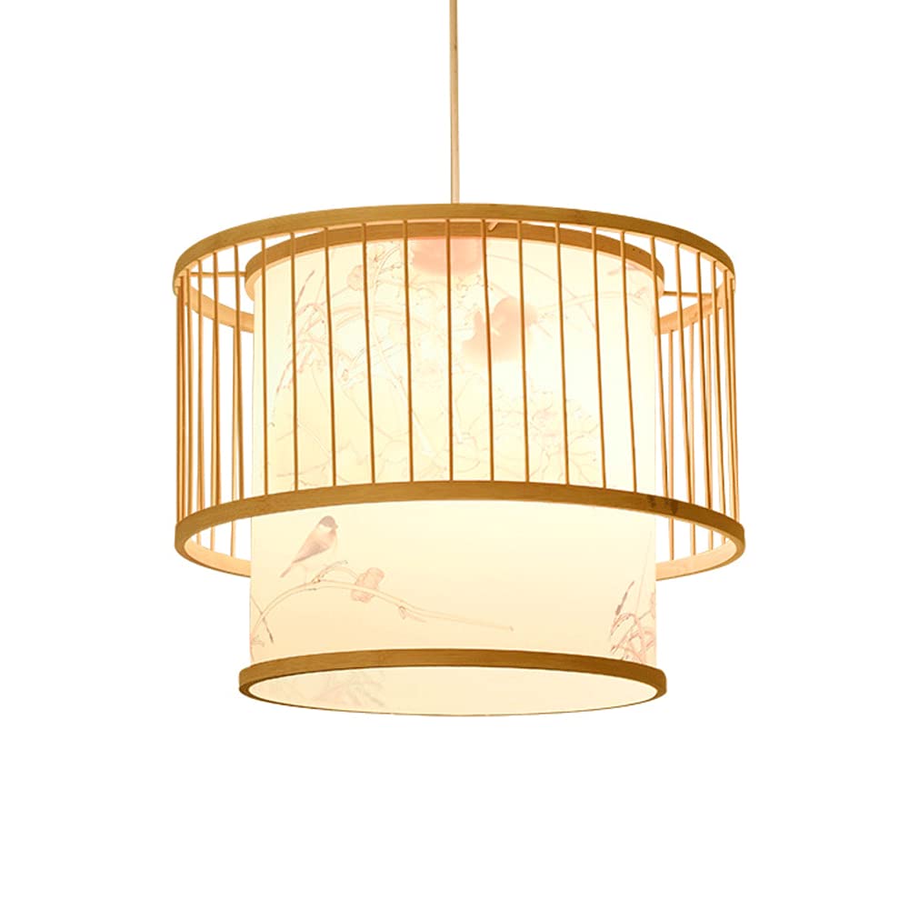 Antique Wicker Woven Chandelier - Natural Rattan Pendant Light with Adjustable Hanging Fixture, E27 Bulb Base - Perfect for Dining Room, Living Room & Restaurant Ceiling Lighting