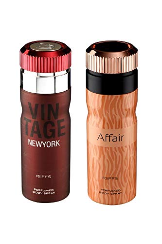 Riiffs NEWYORK & AFFAIR Perfume Deodorant Spray Set - 2 Pack (200ml Each) | Long Lasting Fragrance for Men & Women | Perfect for Daily Use, Office, Dating & Special Occasions