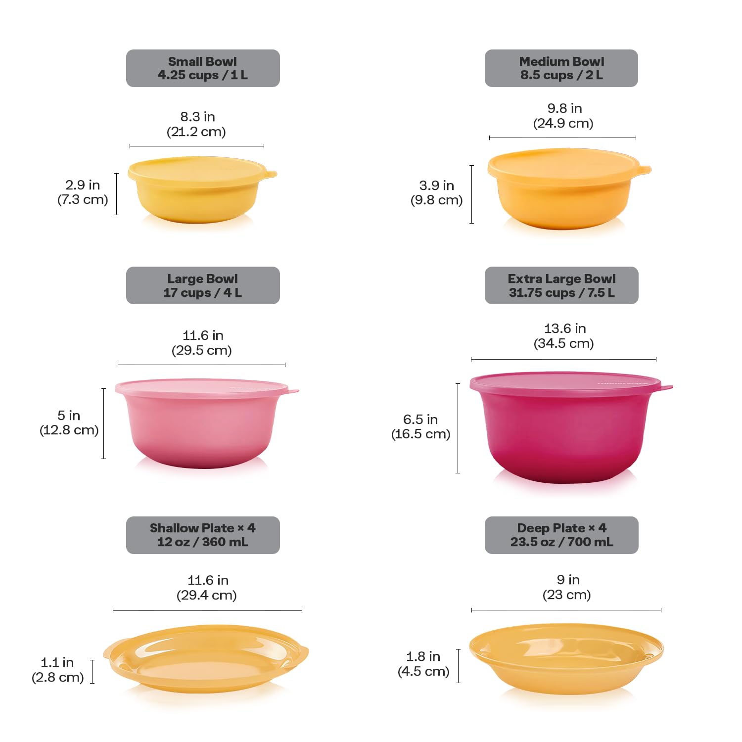 Tupperware Aloha Home Collection 16-Piece BPA-Free Food Storage Set with 4 Containers, 4 Plates & 8 Lids - Dishwasher Safe, Multi-Color for Kitchen, Meal Prep & Leftovers Storage
