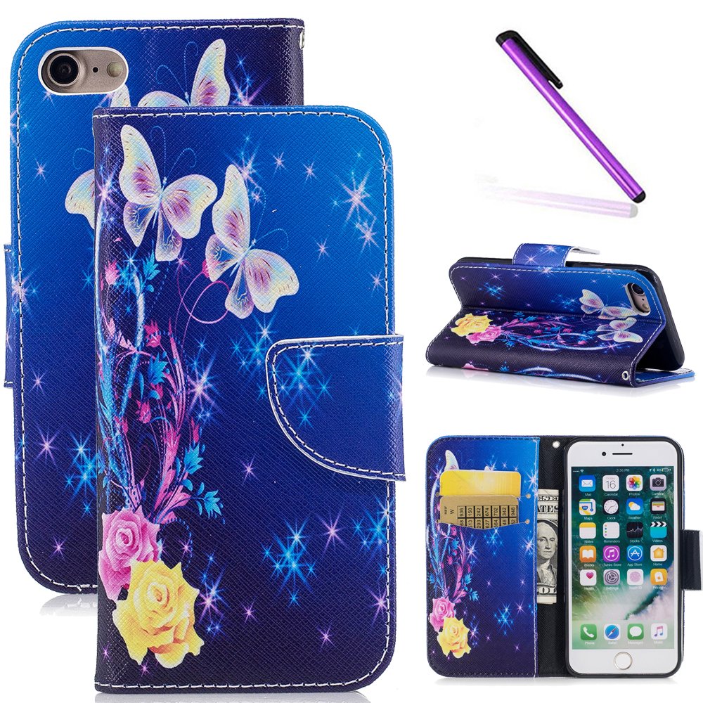 LEECOCO Floral Wallet Case for iPhone 7/8 (4.7