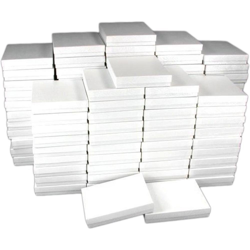 FindingKing 100-Pack White Swirl Cotton Necklace Gift Boxes 6 1/8