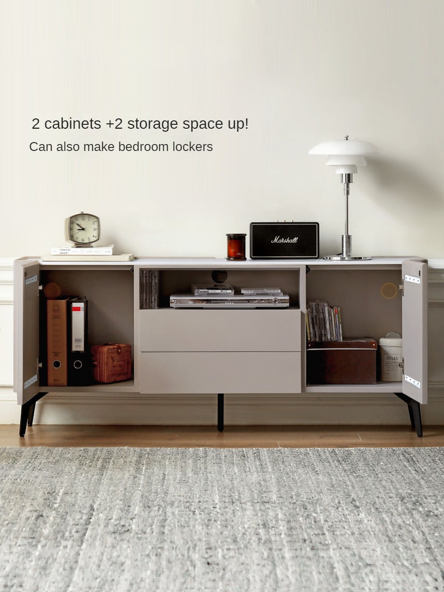 Solid Poplar Wood TV Stand with Slate Top - Modern Luxury Bedroom Furniture for Living Room & Home Entertainment Setup
