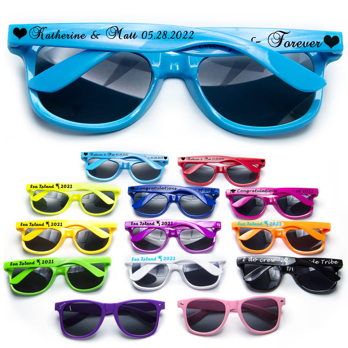 Custom Bulk Wedding Party Sunglasses - Personalized Favors for Guests, Groomsmen & Groom - 100PC Pink Aviator Sunglasses for Destination Weddings, Bachelor Parties & Beach Events