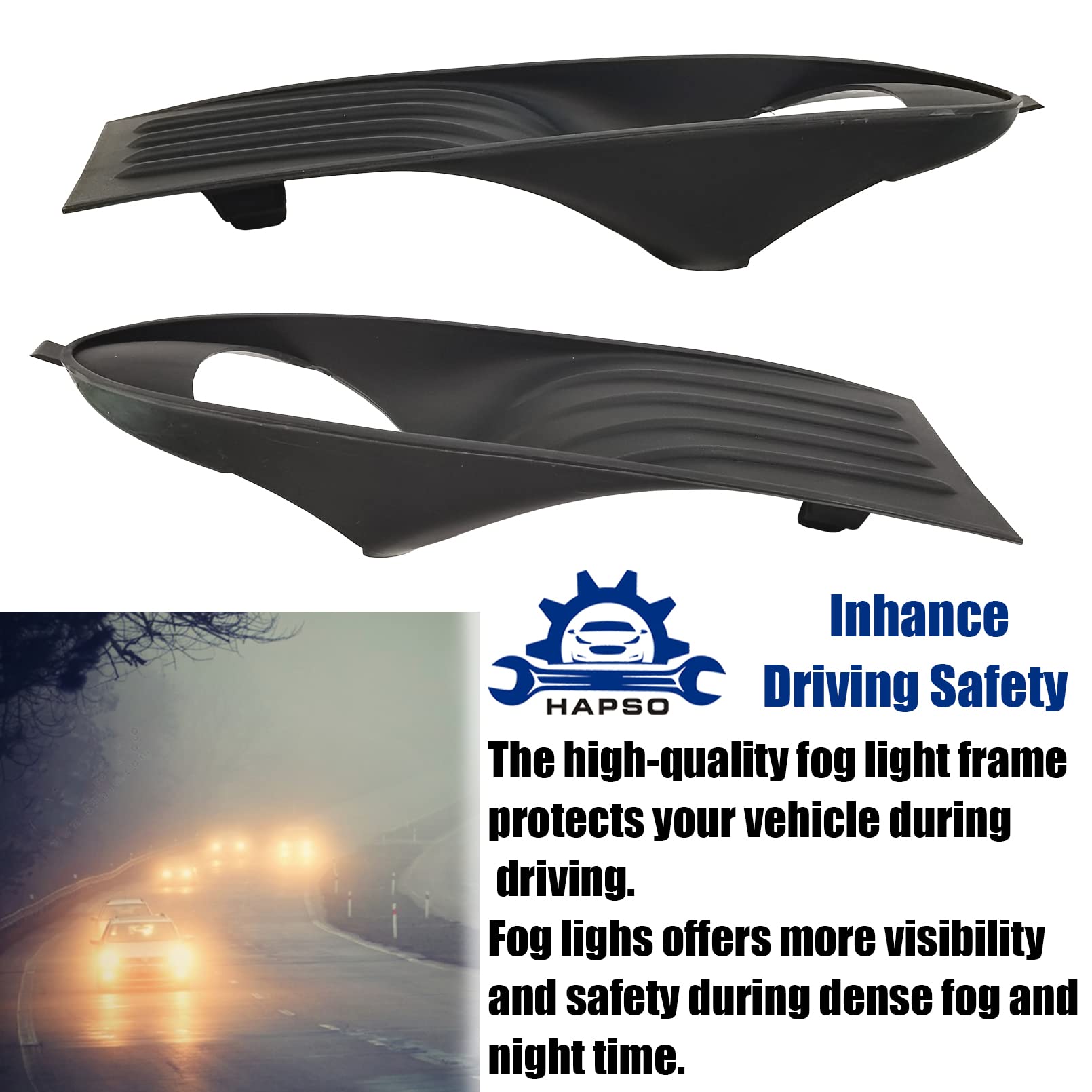 Black Fog Light Trims & Bezel Cover Replacement Kit - Left & Right Pair Set for 2009-2013 Dodge Journey (5178285AB 5178284AB) - Upgrade Your Vehicle's Front Appearance & Protection