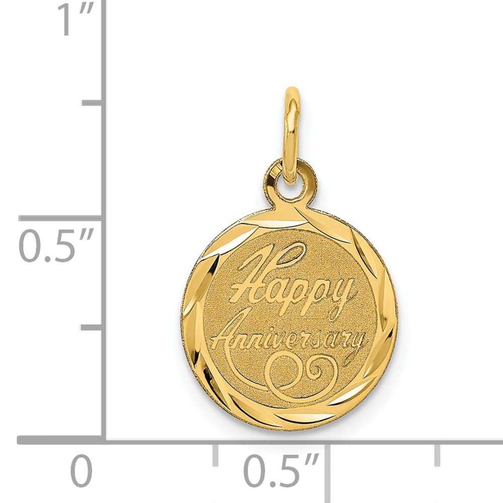FJC Finejewelers 14k Yellow Gold Happy Anniversary Charm Pendant - 13x21mm Elegant Gift for Wife, Couples, Anniversary & Special Occasions