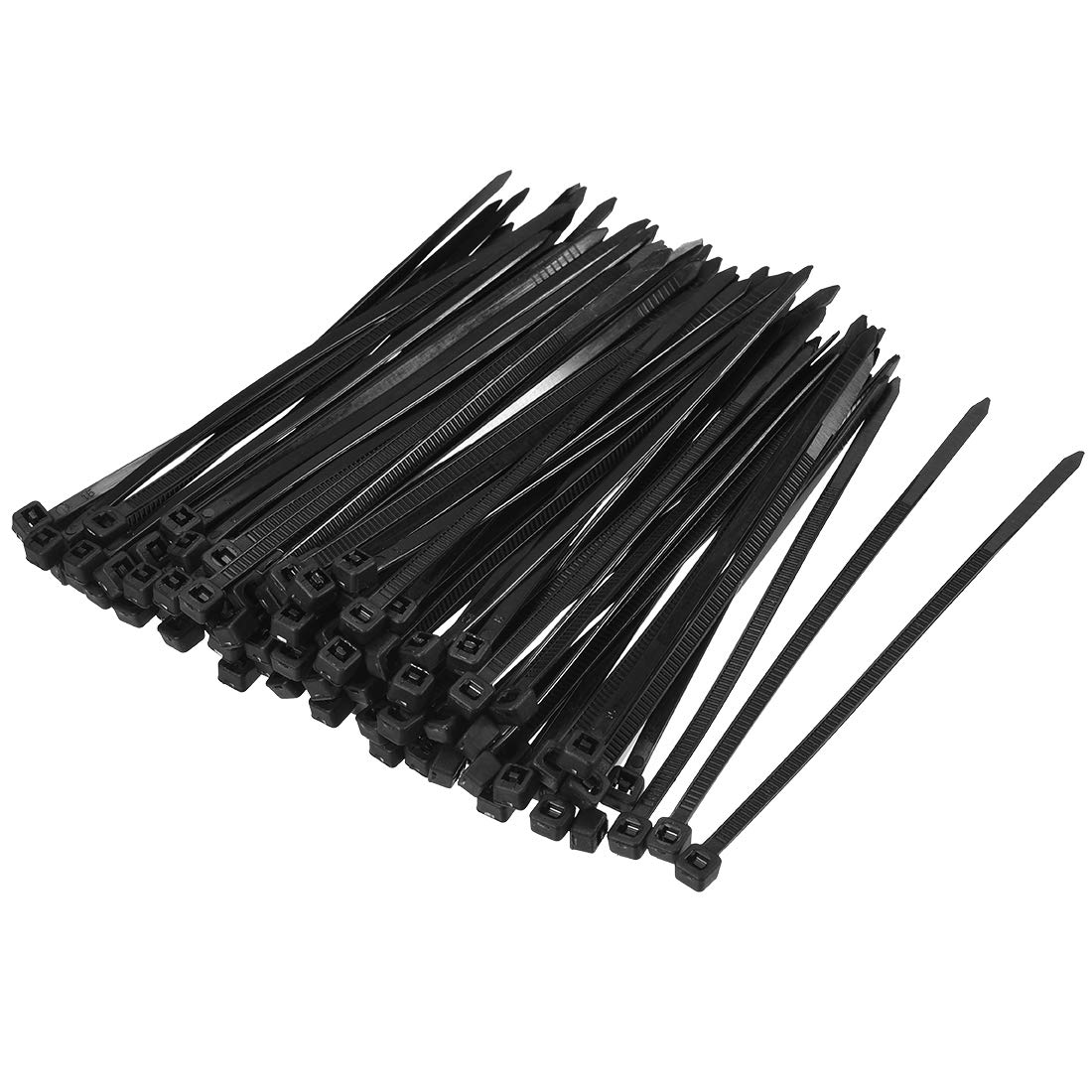 uxcell 4-Inch Nylon Self-Locking Cable Ties - 100pcs Black Zip Ties (0.12