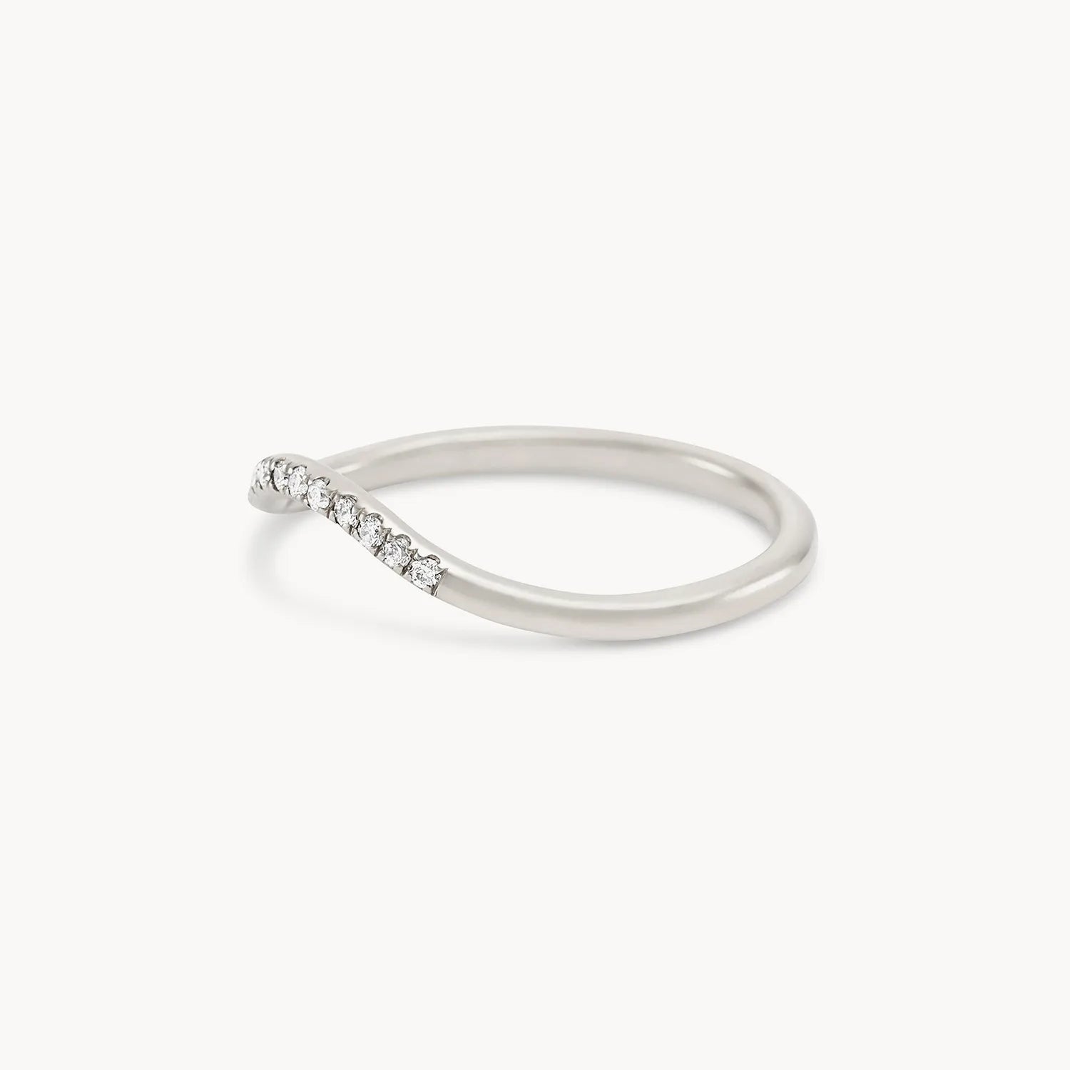 14K White Gold Wave Eternity Ring with White Diamonds - Perfect for Weddings, Anniversaries & Special Occasions