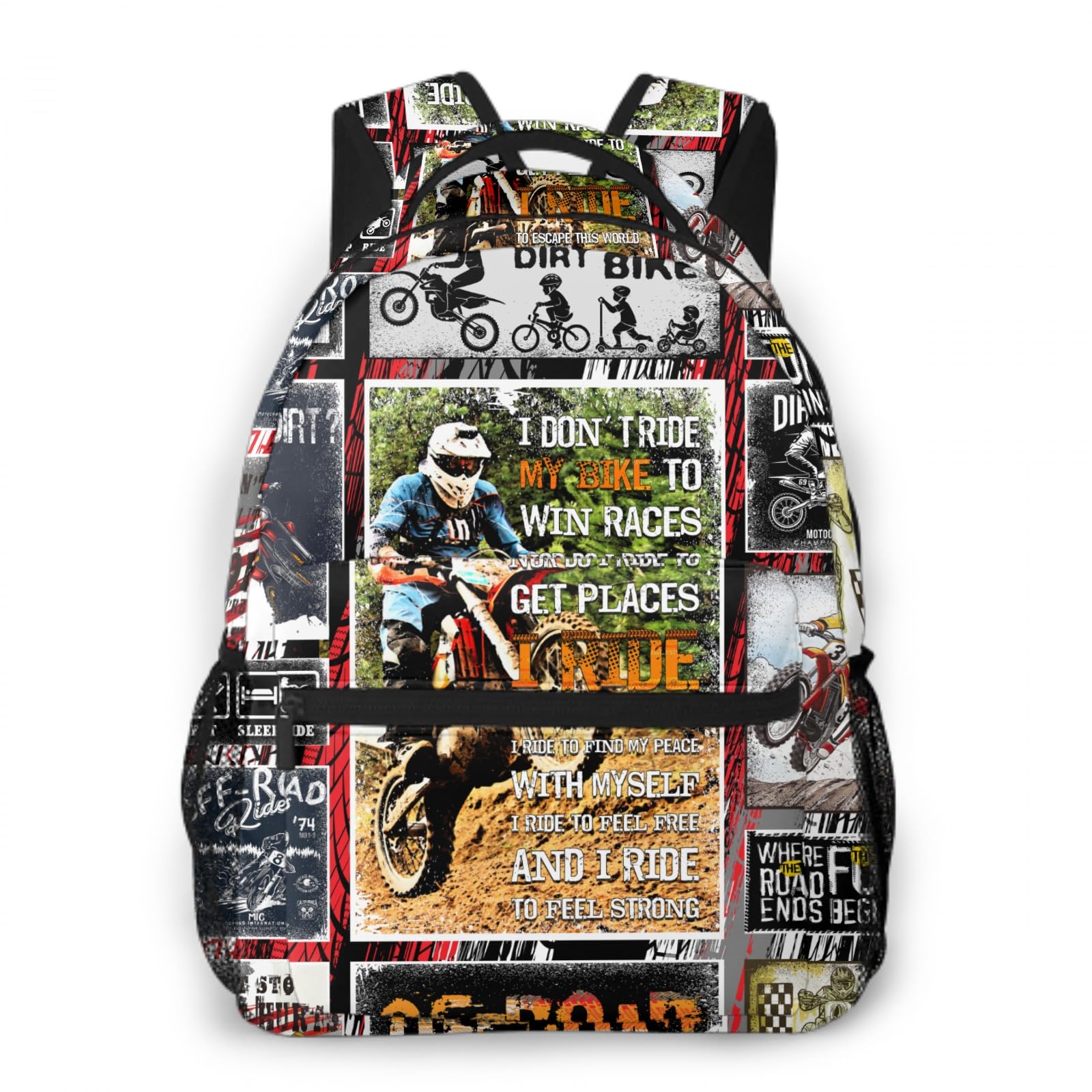 Nerxy Kids Motorcycle Backpack - Dirt Bike Themed School Bag for Boys & Girls - Waterproof Motocross Bookbag for Cycling, Hiking & Outdoor Adventures - Perfect Bike Gift for Back to School & Sports