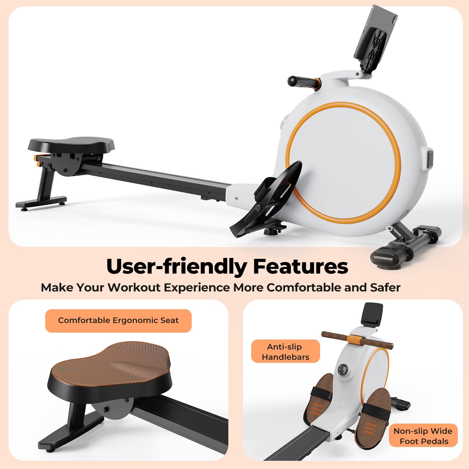 Premium Magnetic Rowing Machine for Home - 32-Level Resistance, 300LB Capacity, Bluetooth Connectivity & App Support with Tablet Holder | Quiet Indoor Rower for Full-Body Workout, Cardio Training & Home Gym Fitness