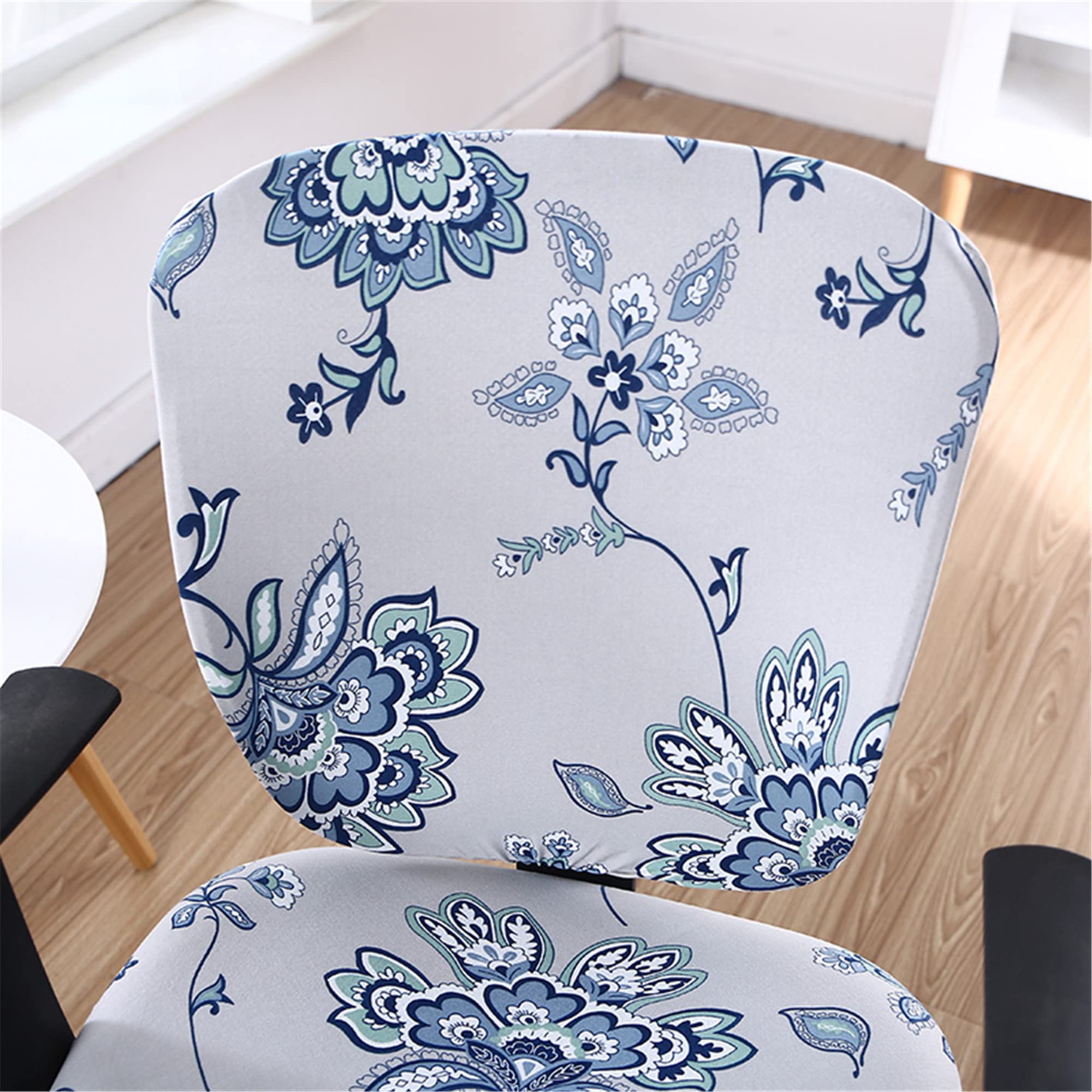 Jinzio Stretchable Polyester Office Chair Cover - Universal Split Protective Slipcover for Desk & Task Chairs, Light Grey Mimosa - Perfect for Home Office, Gaming & Conference Room Use