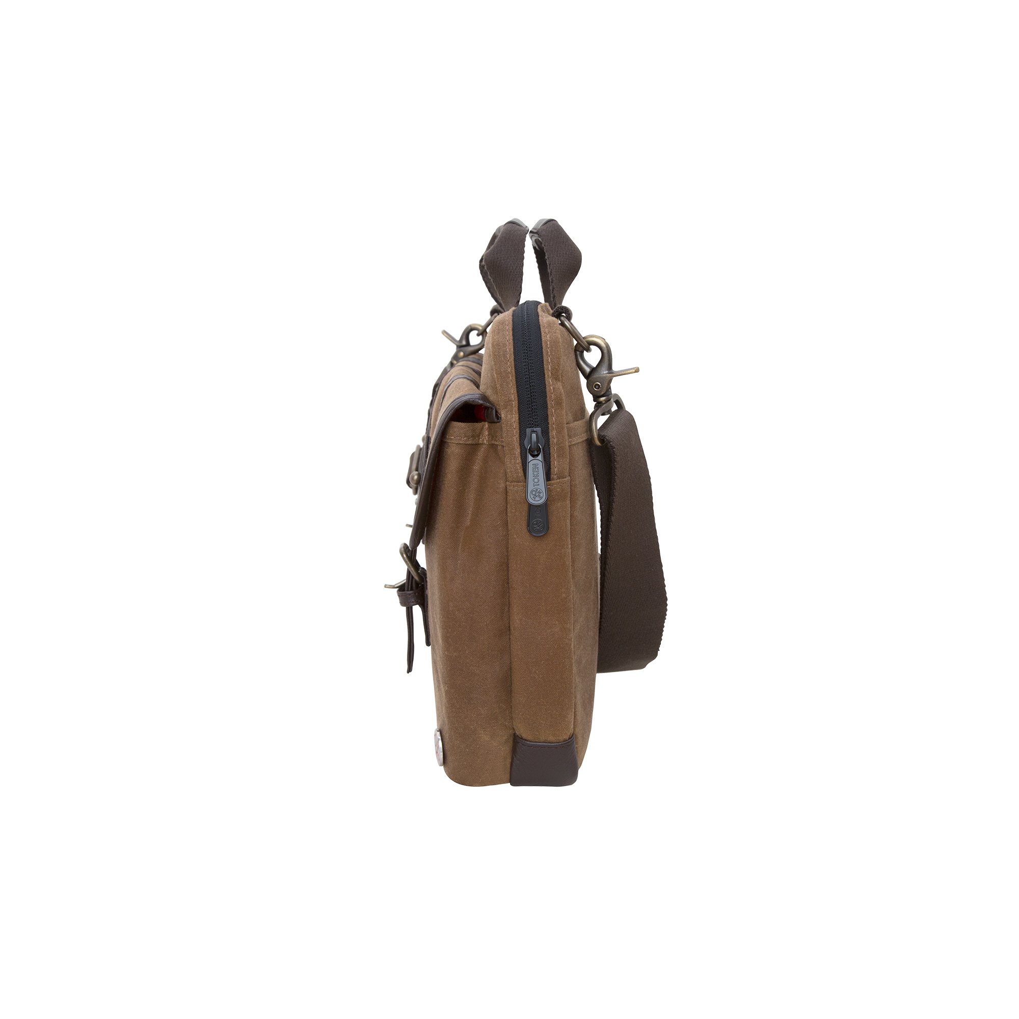 Waxed Knickerbocker 13 Inch Laptop Bag - Field Tan & Dark Brown Waterproof Messenger Bag for Men & Women | Perfect for Work, Travel & College