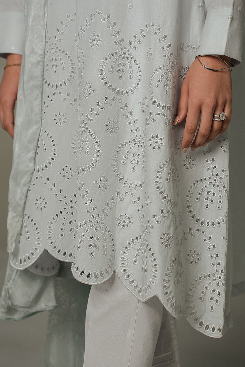 Blue Haze 2-Piece Outfit (Shirt & Dupatta) - Elegant Indian Ethnic Wear for Women, Perfect for Weddings & Festive Occasions