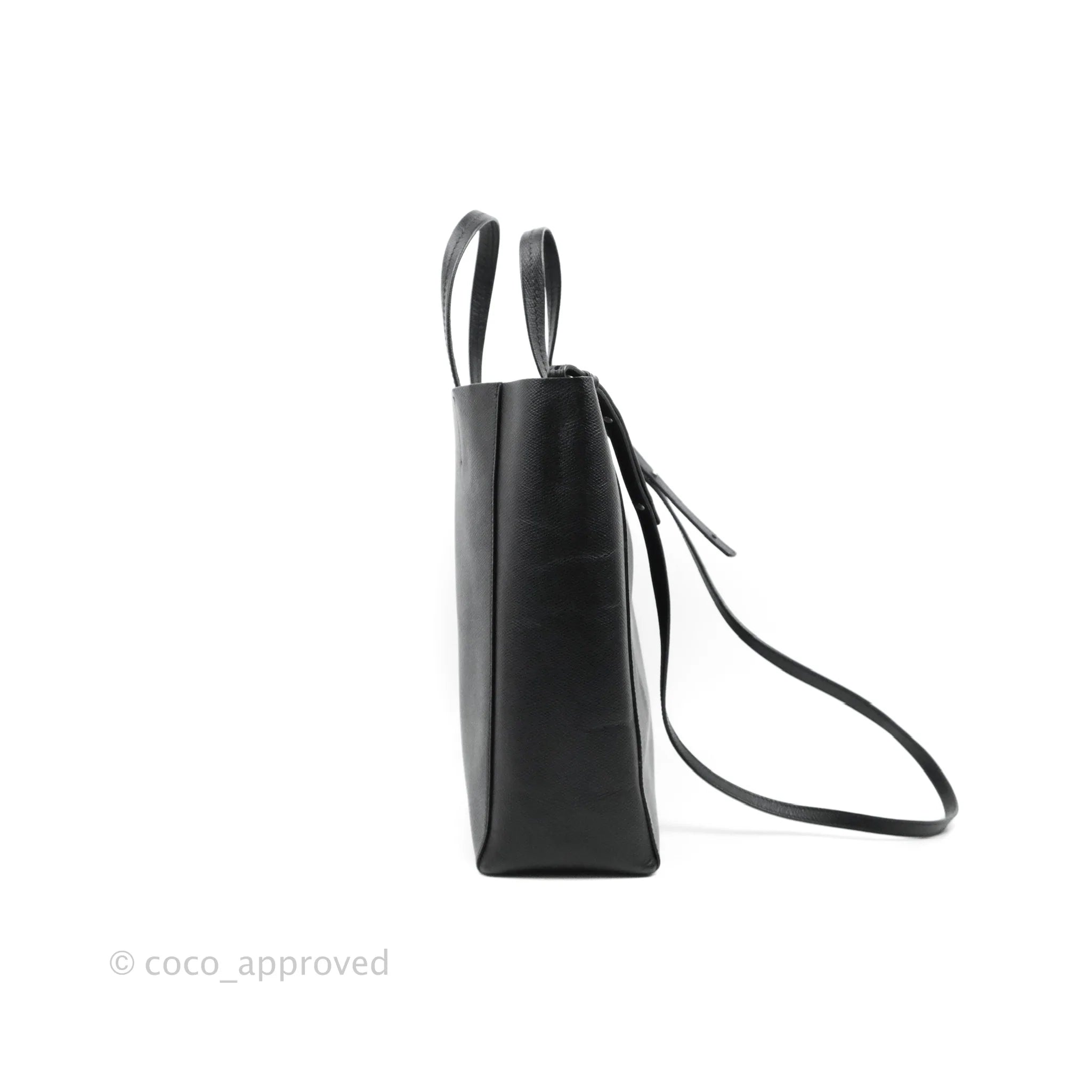 Celine Small Vertical Cabas Tote Bag in Black Grained Calfskin with Silver Hardware - Perfect for Work, Travel & Everyday Luxury