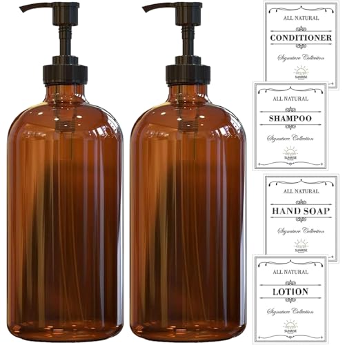 Black Plastic Pump - Amber Glass