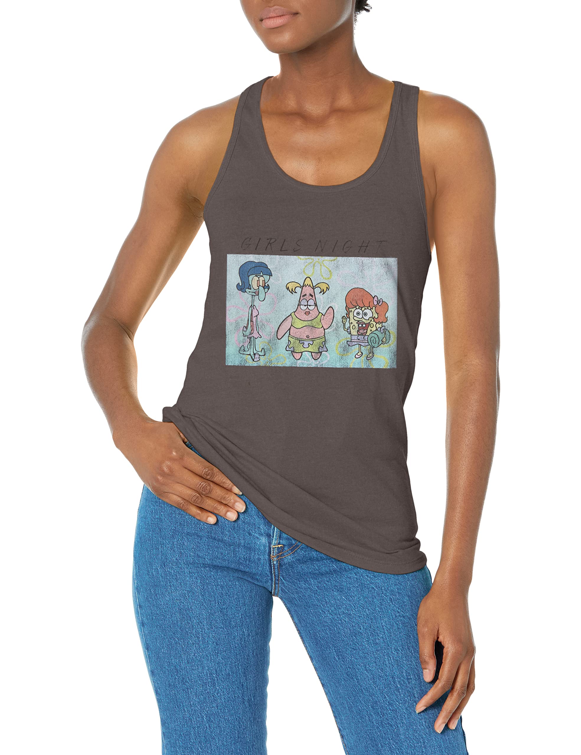 Nickelodeon Women's SpongeBob SquarePants Racerback Tank Top - Soft Junior's Graphic Tee for Casual Wear & Summer Outfits