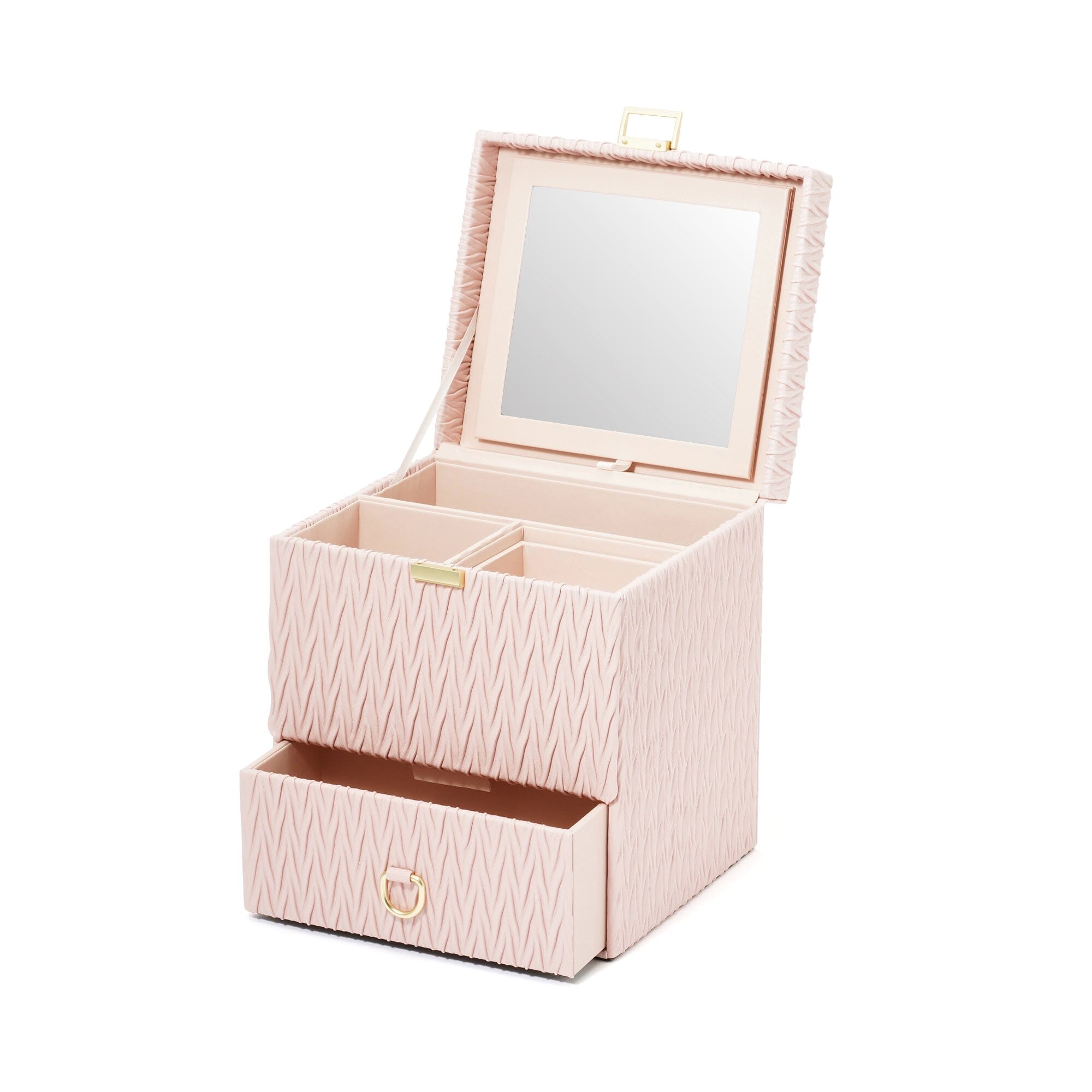 Pink Embossed Cosmetic Box - Elegant Makeup Storage for Travel, Home & Gift Giving | Durable & Stylish Beauty Organizer