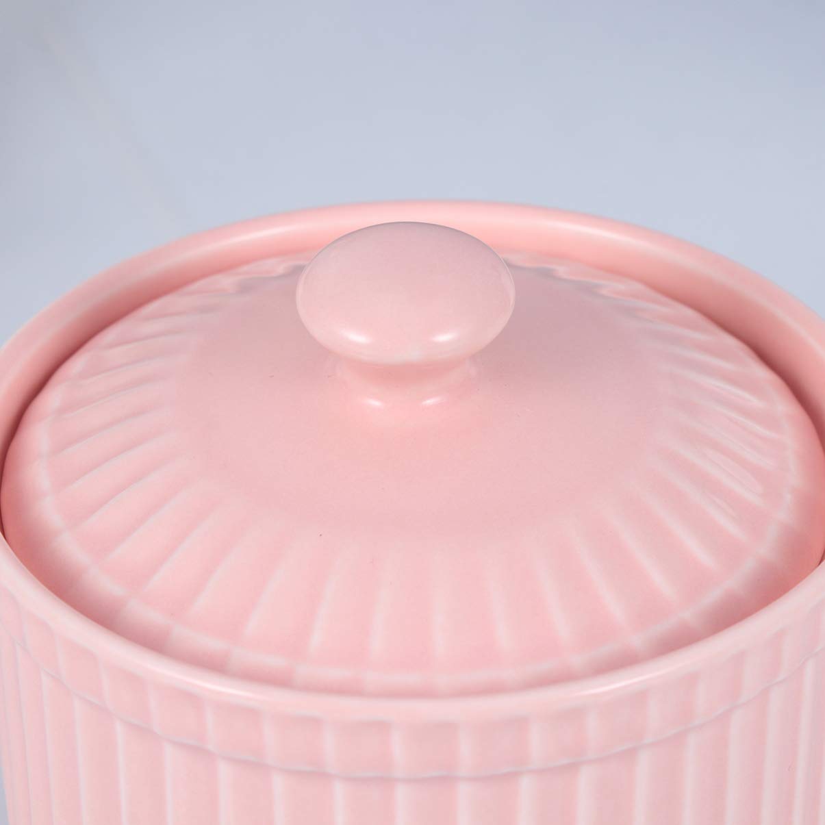 Cabilock Porcelain Ramekins with Lid - 4oz Small Baking Dishes for Desserts, Custard, Pudding & Creme Brulee - Pink Ceramic Dipping Bowls for Kitchen, Restaurant & Party Serving