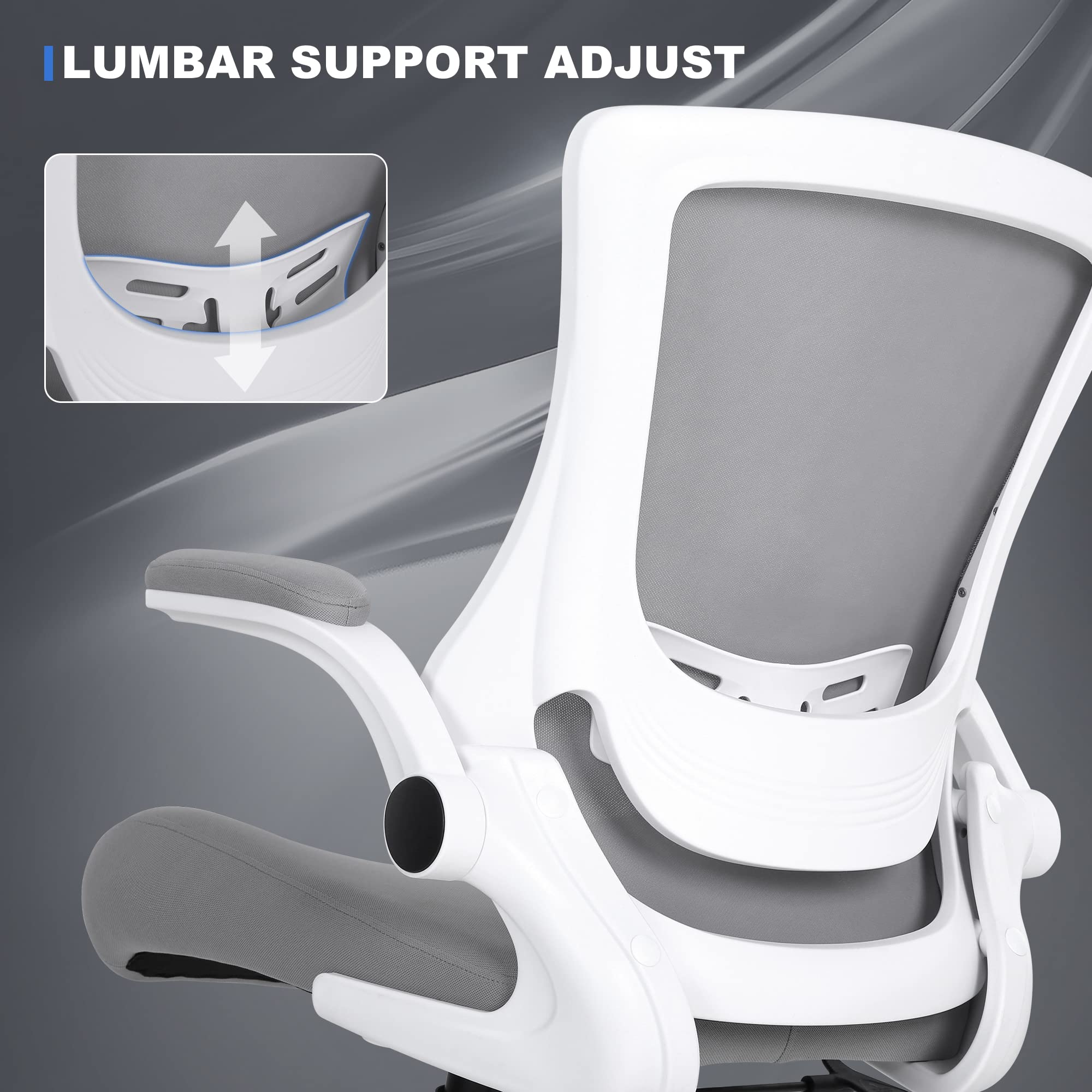 Misolant Adjustable Height Drafting Chair - Ergonomic Office Chair with Lumbar Support, Flip-Up Arms & Footrest Ring for Standing Desks, Bar Stools & Home Office Workspaces