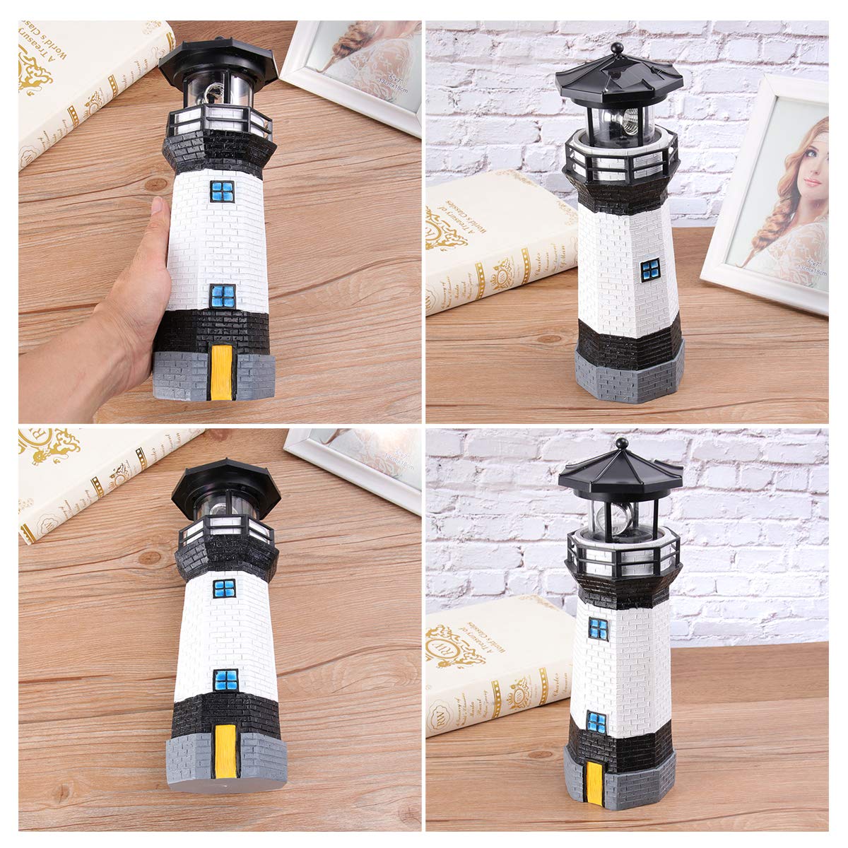 1pc Solar Powered Outdoor Lighthouse Garden Light - Waterproof Rotating LED Solar Lamp for Lawn, Yard, and Pathway Decoration | Perfect for Patio, Backyard, and Landscape Lighting at Night
