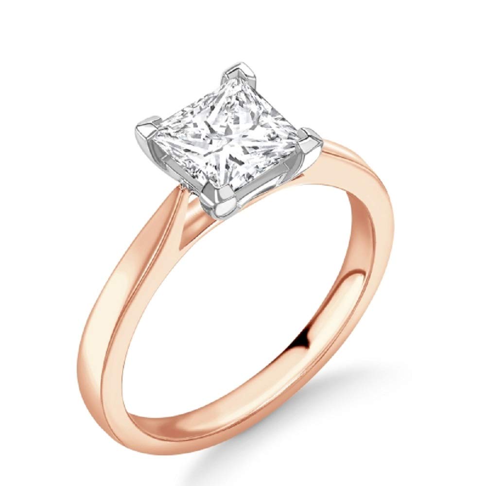 1CT Princess Cut Moissanite Solitaire Engagement Ring for Women - 10K/14K/18K Gold or 925 Sterling Silver - Wedding & Anniversary Band with Custom Text Engraving - Perfect for Proposals, Bridal Jewelry & Romantic Gifts