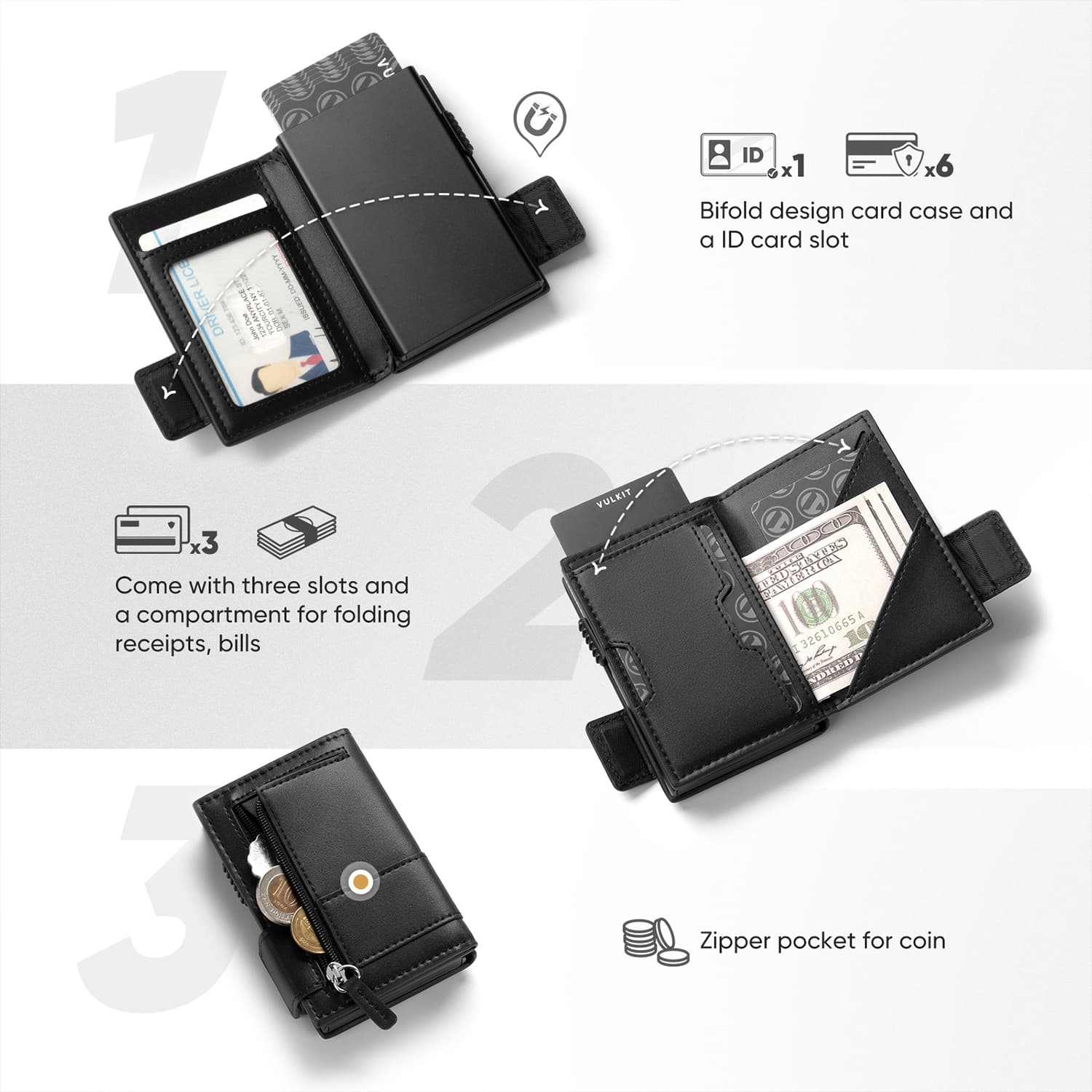 RFID Blocking Leather Bifold Wallet for Men - Slim ID Window & Zipper Coin Pocket | Anti-Theft Credit Card Holder | Perfect for Travel, Business & Everyday Use