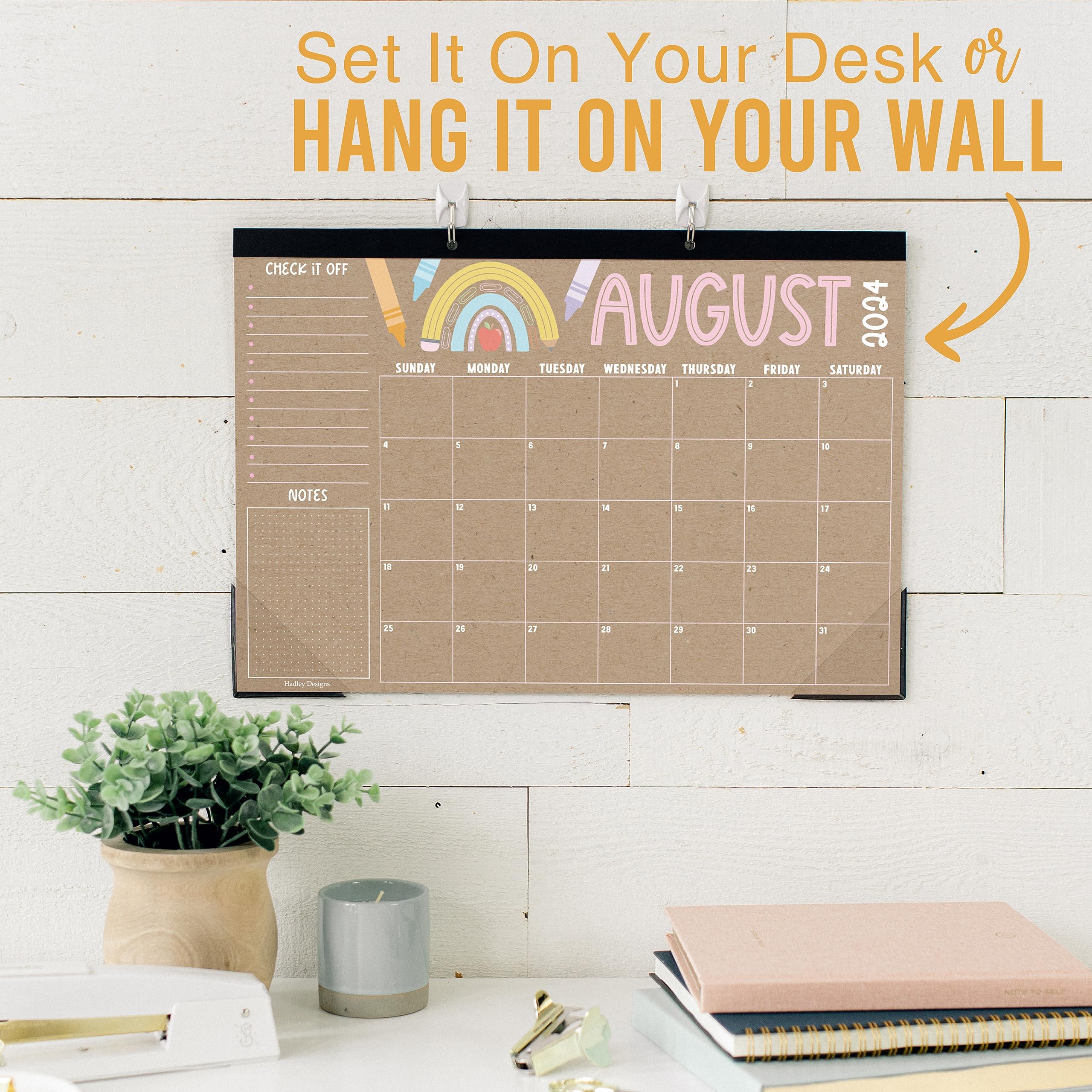 Hadley Designs 2024-2025 Doodle Teacher Desk Calendar | Academic Year Planner July 2024-June 2025 | Large School & Office Desktop Calendar for Teachers, Students & Professionals | Perfect for Classroom, Home & Office Organization