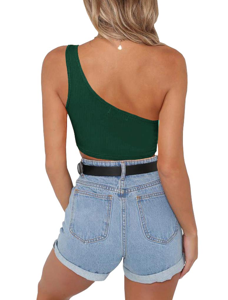 Minclouse Women's One Shoulder Sleeveless Crop Top - Sexy Strappy Tank Tee for Summer | Perfect for Beach, Party & Night Out