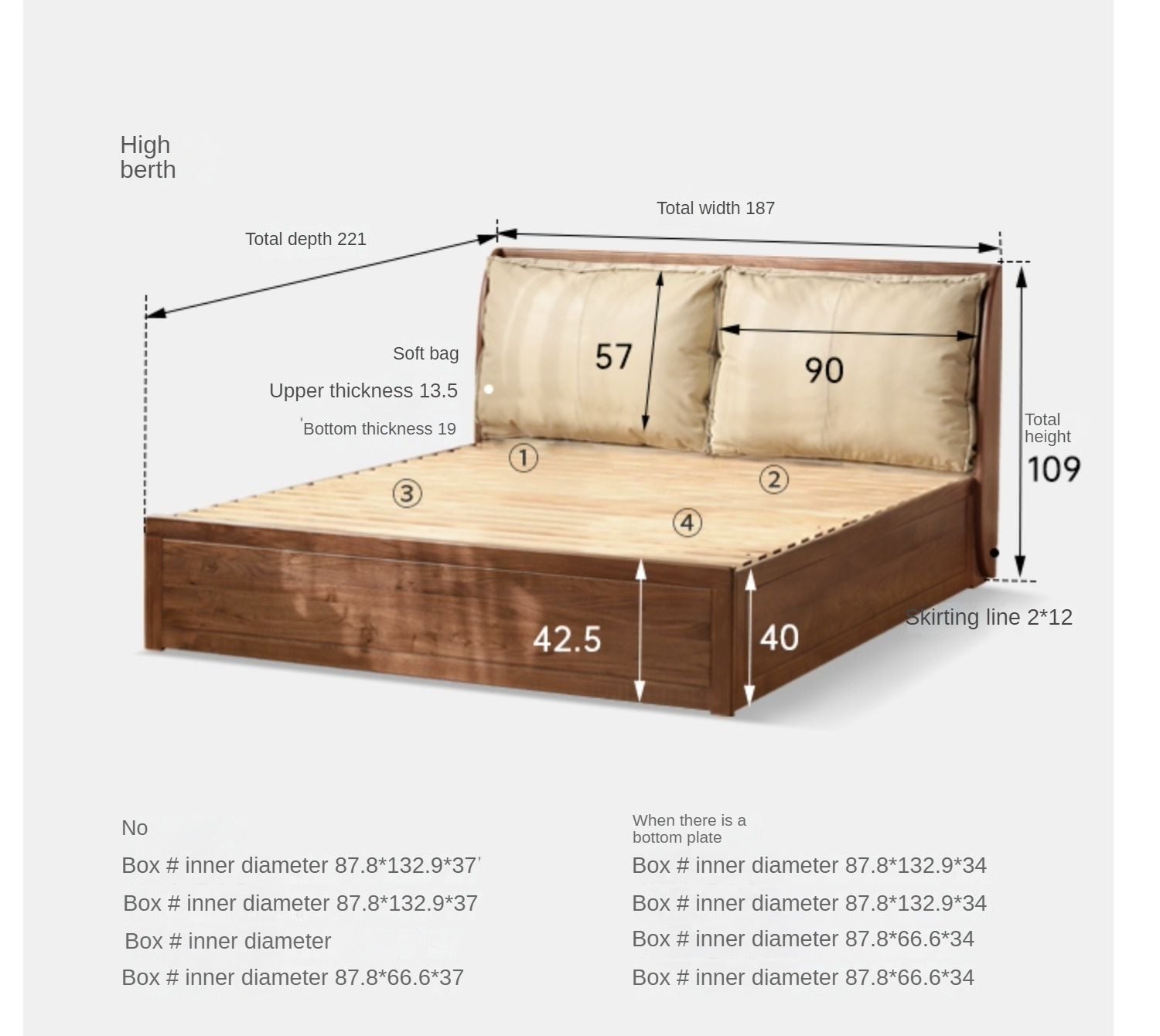 Solid Black Walnut Wood Bed with Genuine Leather Headboard - Luxury Bedroom Furniture for Master Suite, Guest Room & Modern Home Decor