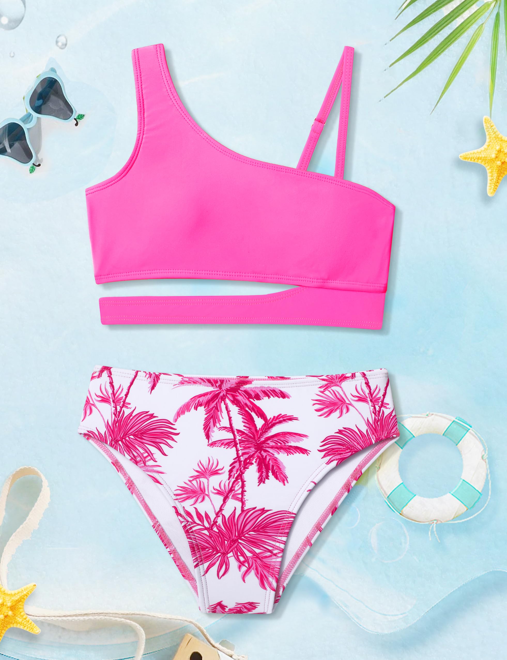 QueenStyle Girls Bikini Set - Kids Two-Piece Swimwear with Cutout Design, Trendy Bathing Suit for Beach & Pool Fun | Perfect for Summer Vacations, Swim Lessons & Family Outings