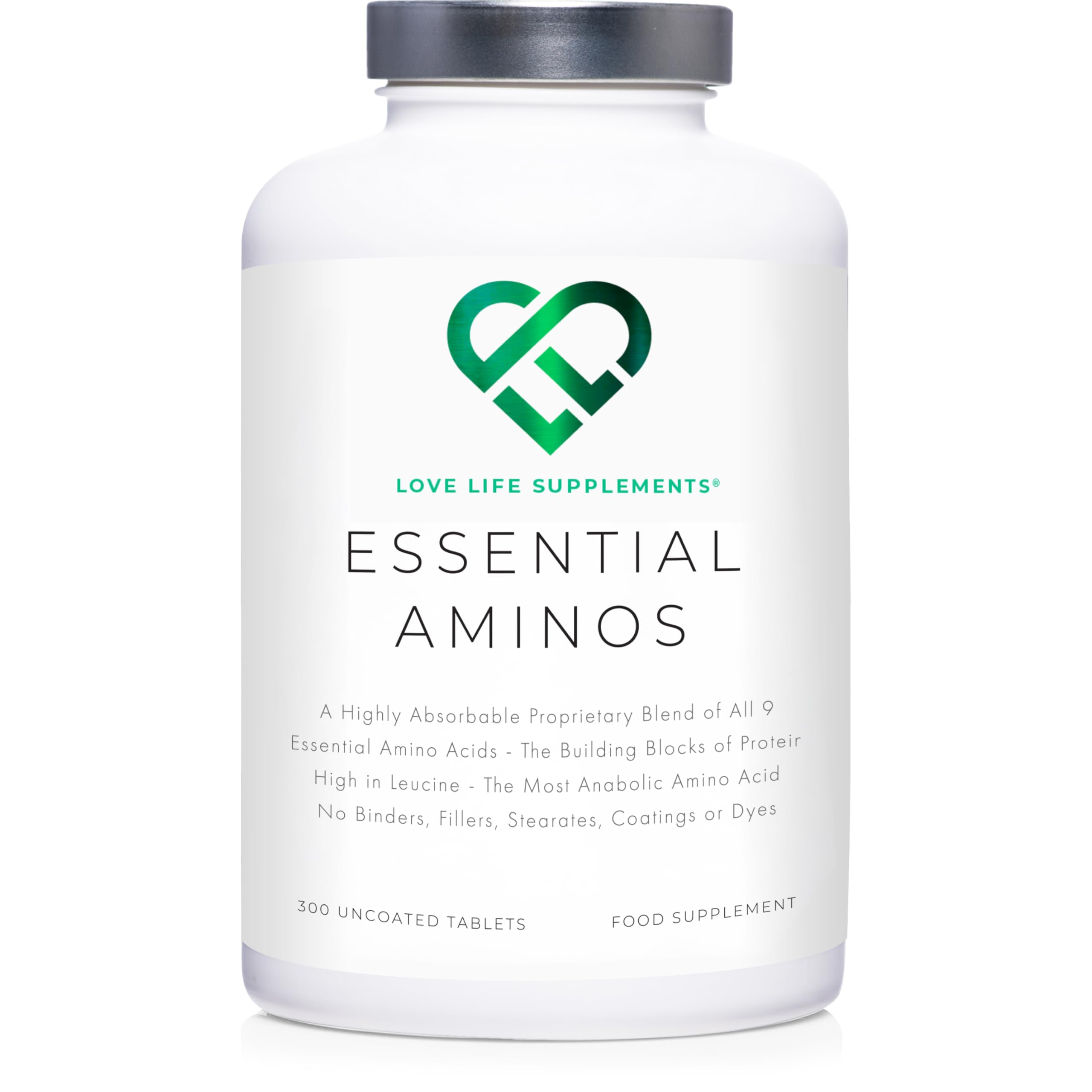 Essential Amino Acids (EAA) Supplement - 9 Amino Acids with 3 BCAAs for Muscle Growth & Recovery | 300 Vegan Tablets (60 Servings) | 5-10g per Dose | High Leucine Content | Perfect for Post-Workout, Fitness & Bodybuilding