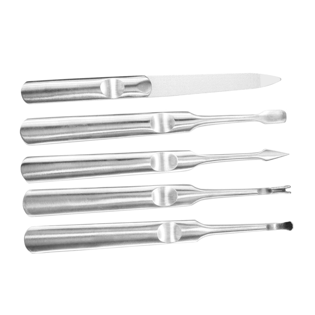 Minkissy 5-Piece Professional Nail Care Kit - Stainless Steel Cuticle Nipper, Pusher, Earwax Remover, Nail File & Cleaning Tools for Manicure & Pedicure | Perfect for Home Salon, Travel Grooming & DIY Nail Care