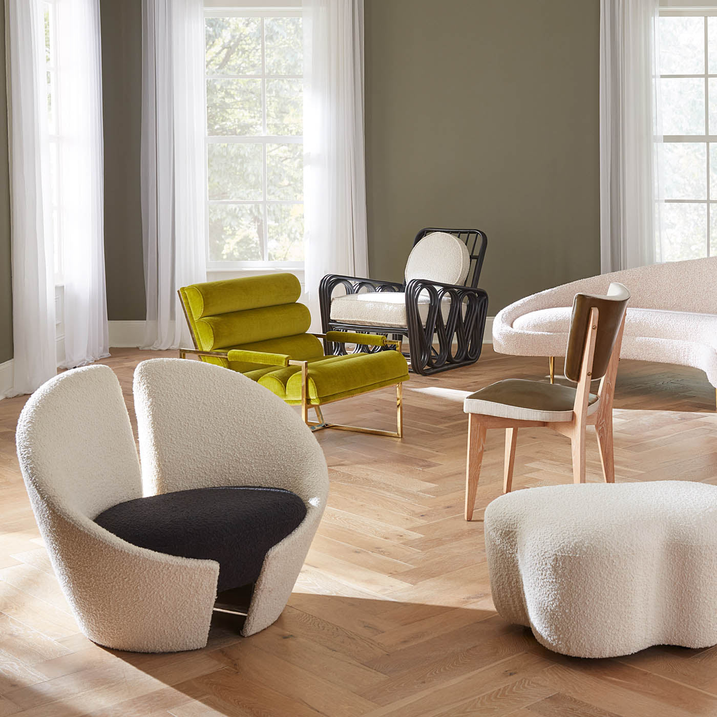 Marais Lounge Chair - Modern Accent Chair for Living Room, Bedroom & Office - Comfortable Upholstered Armchair with Wooden Legs - Perfect for Relaxing, Reading & Decorating Your Home
