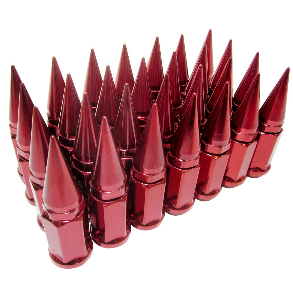 32-Piece M1/2-20 Universal 2-Piece Extended Spike Lug Nuts - Conical Seat Hex 3/4