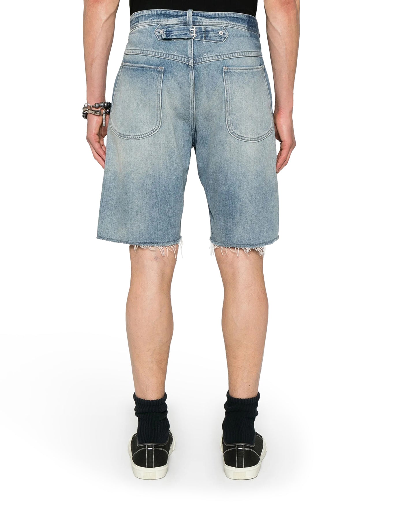 Maison Margiela Women's Denim Shorts in Light Blue - High Waisted Distressed Jeans Shorts for Summer | Casual Streetwear & Beach Outfits