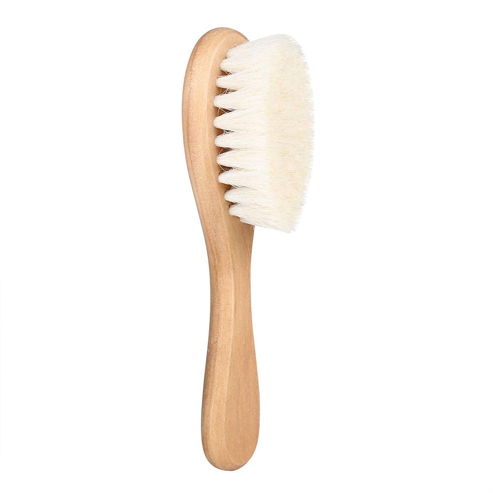 Soft Goat Bristle Baby Hair Brush with Natural Wooden Handle - Gentle Infant Scalp Massage & Grooming Comb for Newborns & Toddlers - Perfect for Daily Hair Care & Relaxing Bedtime Routine