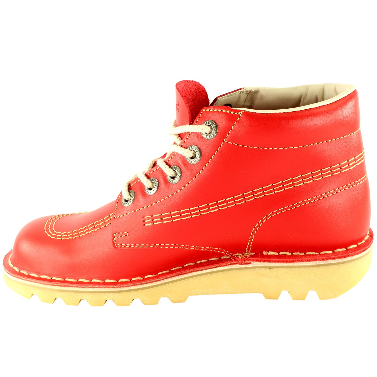 Unisex Kids Leather Boots for School - Red Kickers Junior Kick Hi Shoes for Boys & Girls - Perfect for Back to School, Outdoor Play & Everyday Wear