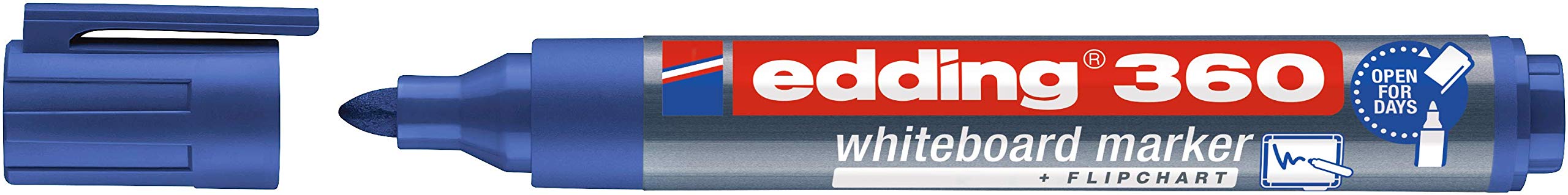 edding 360 Whiteboard Marker - Blue Refillable Dry Erase Marker with 1.5-3mm Round Tip - Perfect for Whiteboards, Flip Charts, Memo Boards & Sketch Notes - Ideal for Office Meetings, Classroom Teaching & Home Organization