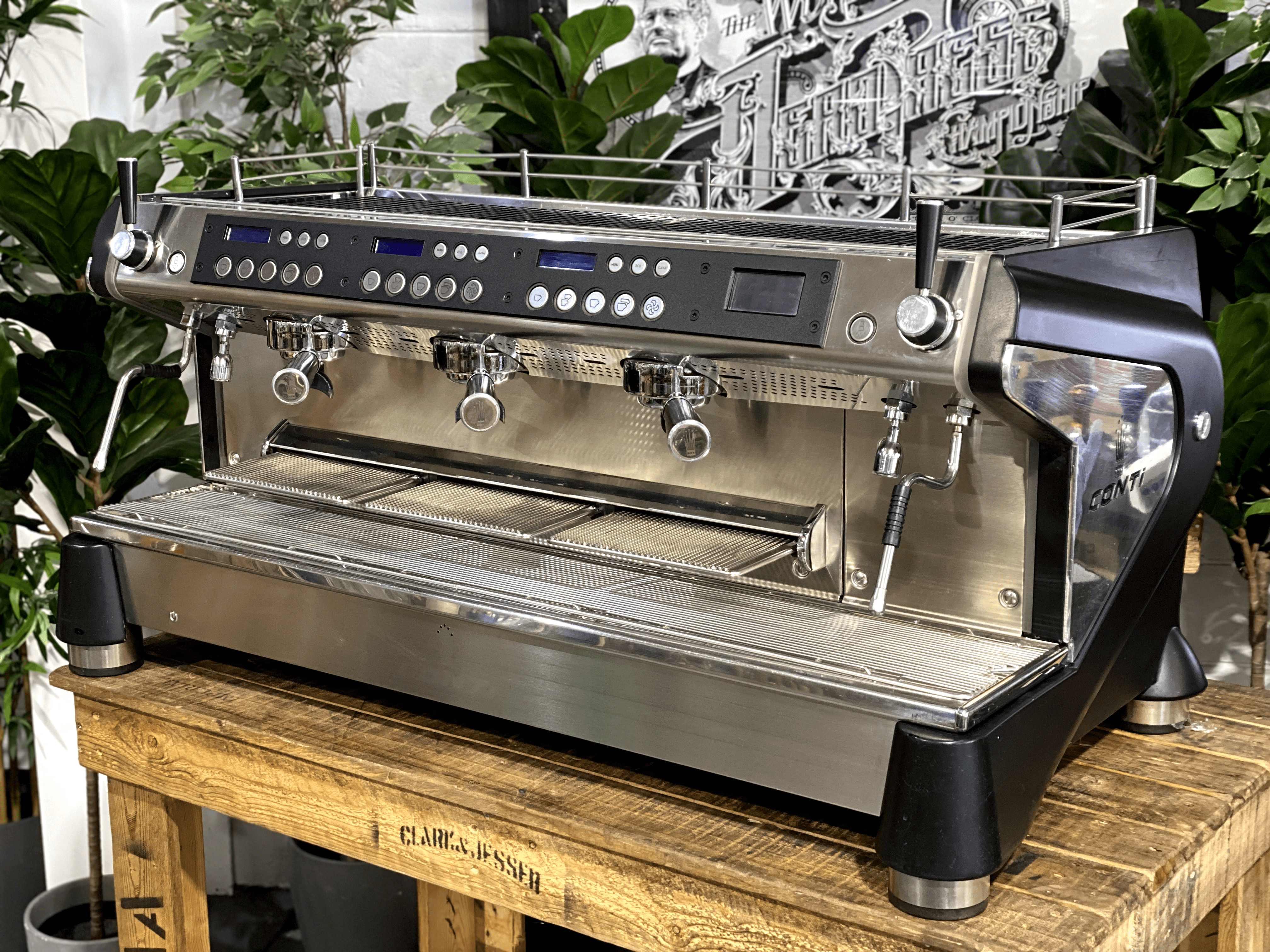 Conti Monte Carlo 3 Group Black Commercial Espresso Machine for Cafes & Restaurants - Professional Coffee Maker for High Volume Brewing