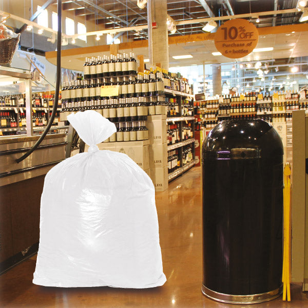 38x60 HDPE 22 Micron Clear Trash Bags for 55 Gallon Cans - Coreless Roll (200 Bags/Case) - Heavy Duty Garbage Bags for Kitchen, Office, and Commercial Use