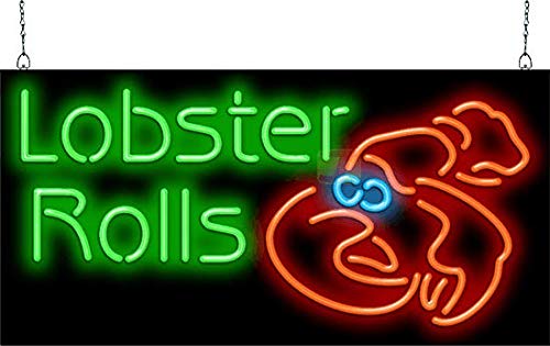 Vintage Lobster Rolls Neon Sign - Retro Diner Decor, Bar & Restaurant Wall Art - Perfect for Seafood Restaurants, Coastal Themed Decor, and Home Kitchen Lighting