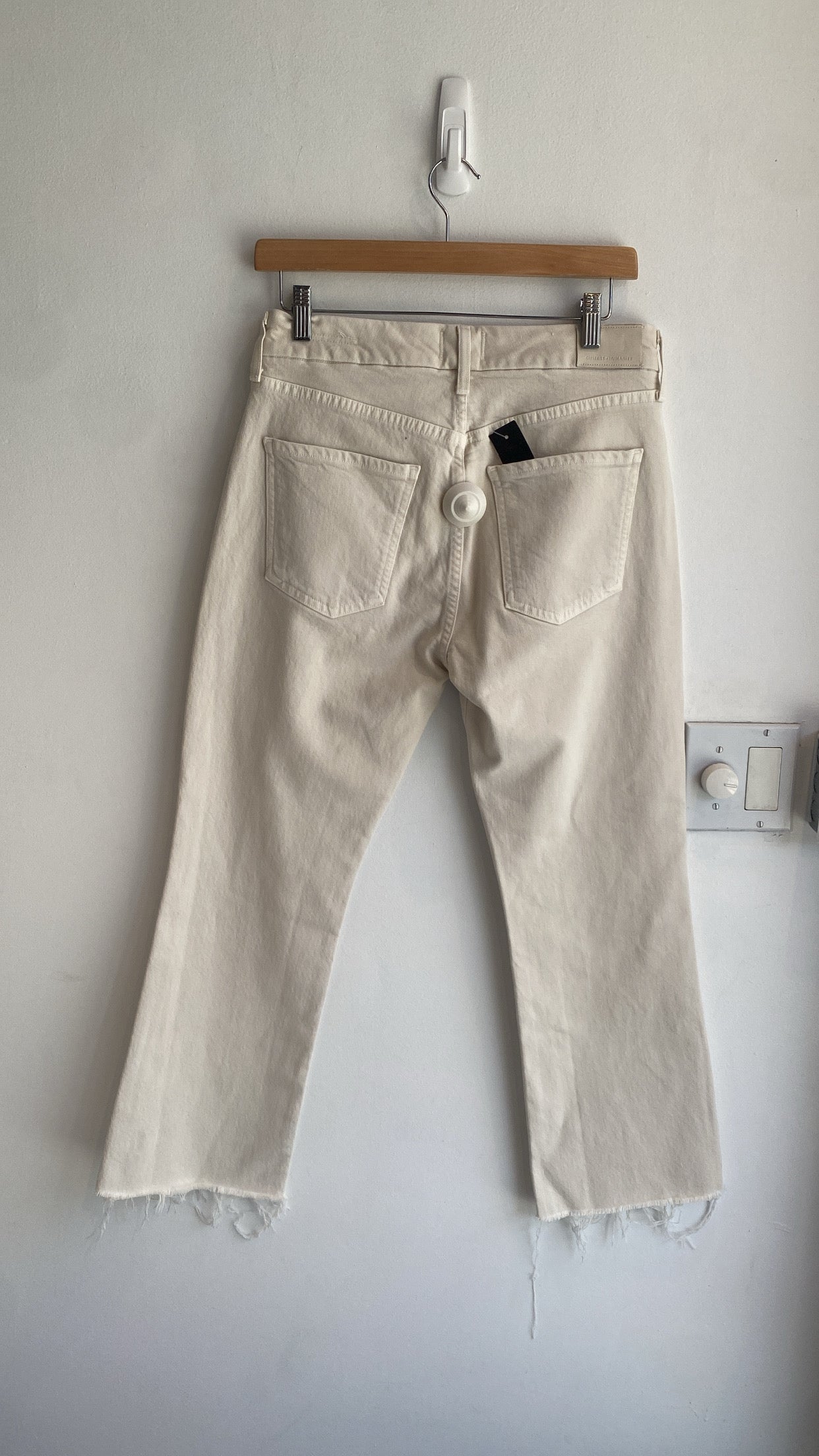 Citizens of Humanity Women's White Wide Leg Denim Jeans - High Waisted Comfortable Stretch Pants for Casual & Office Wear