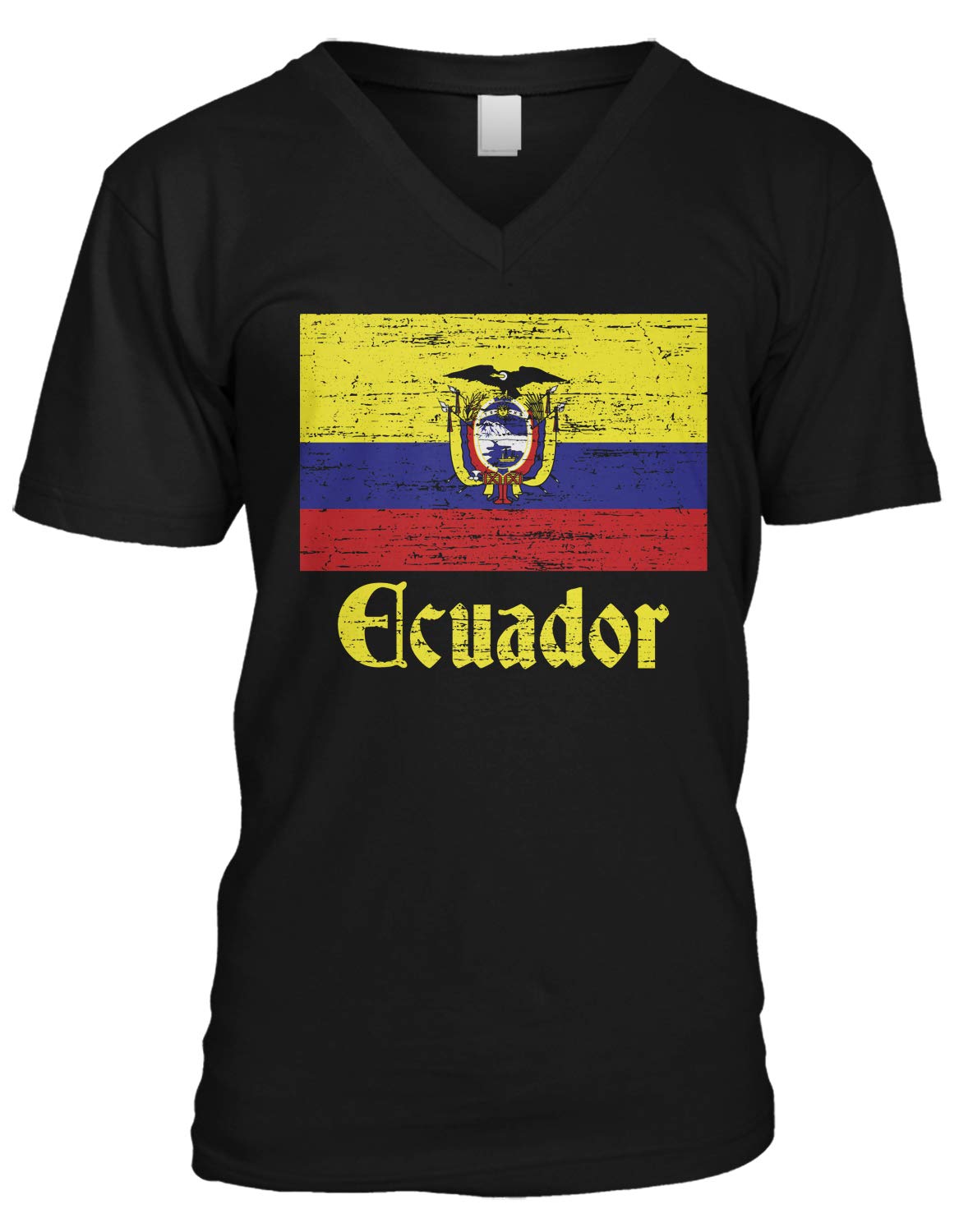 Amdesco Men's Ecuadorian Flag V-Neck T-Shirt - Patriotic Ecuador Pride Apparel for Casual Wear & National Events