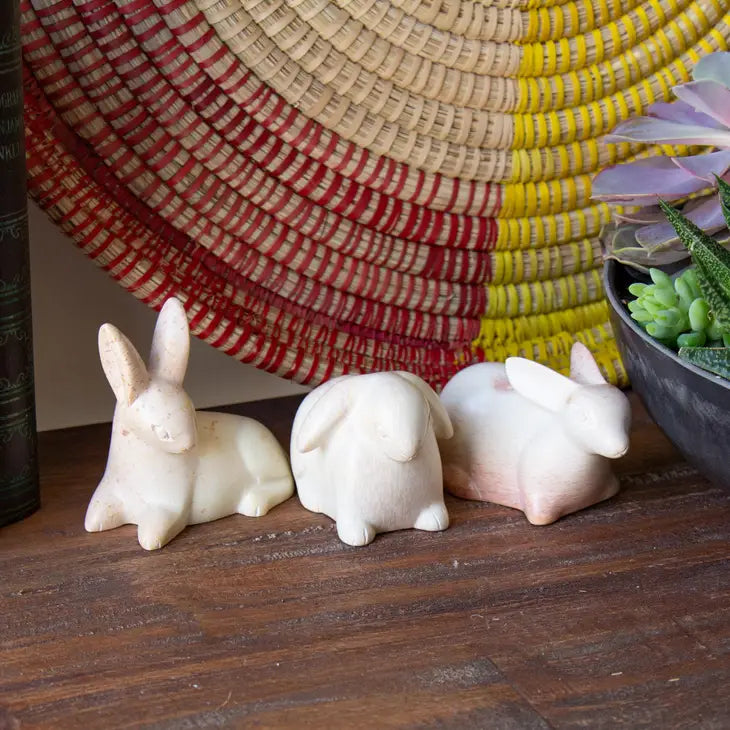 Soapstone Floppy Bunny - Handmade Stone Carving for Home Decor, Gift, and Meditation - Perfect for Zen Garden, Office Desk, and Nursery Decor