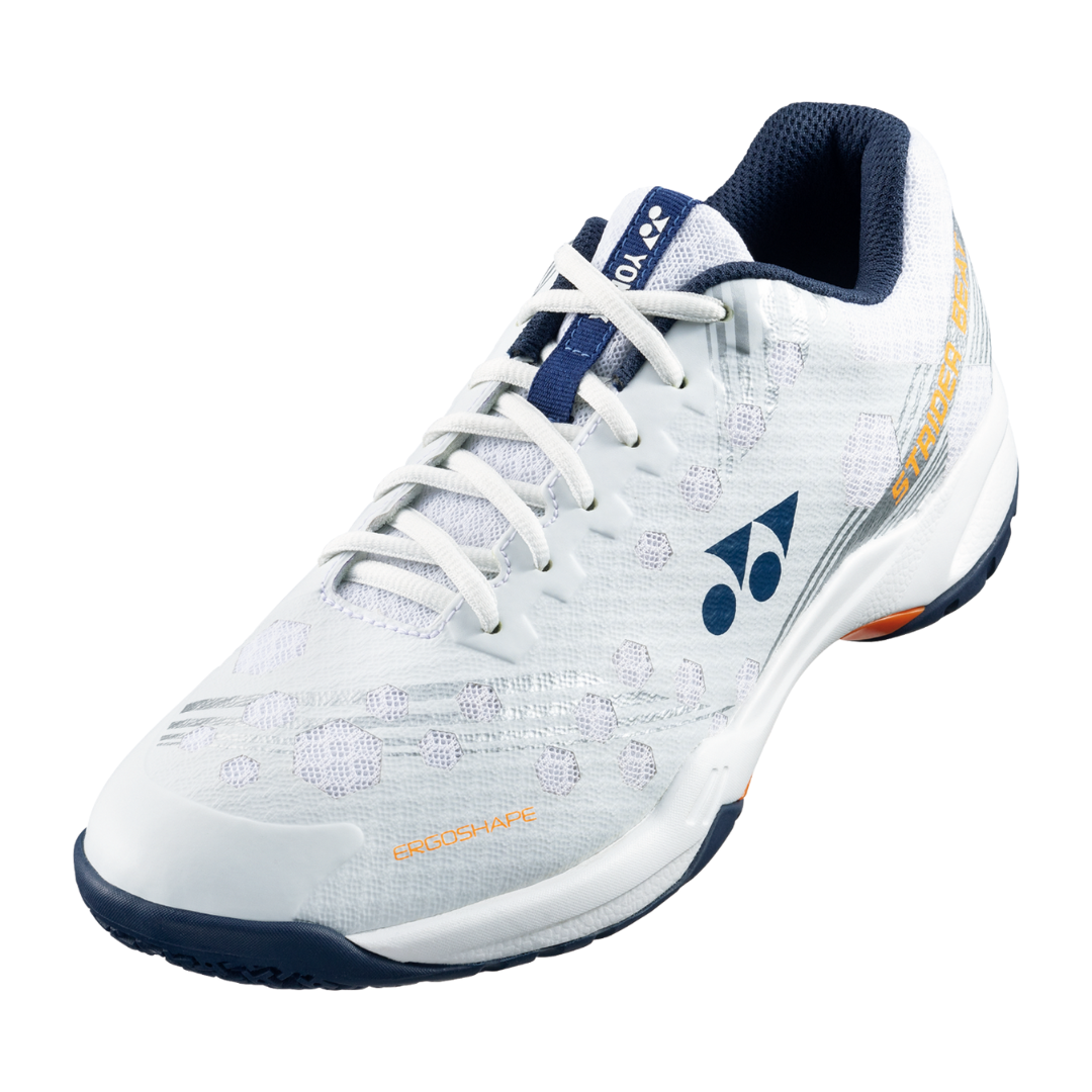 Yonex Power Cushion STRIDER BEAT Men's Badminton Shoes [White/Orange] - Lightweight & Cushioned for Competitive Play & Training