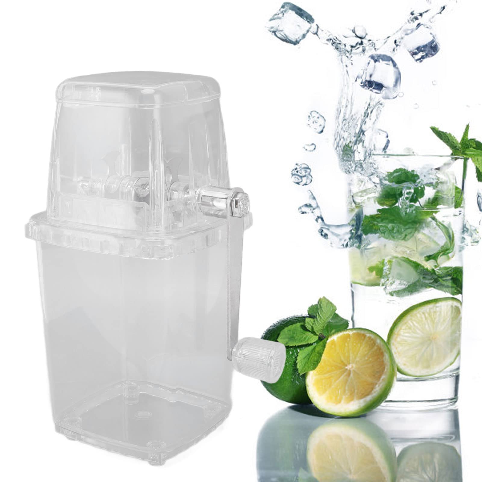 Stainless Steel Manual Ice Crusher for Cocktails, Smoothies & Shaved Ice - Transparent Handheld Ice Chopper for Home Bars, Parties & Outdoor Use