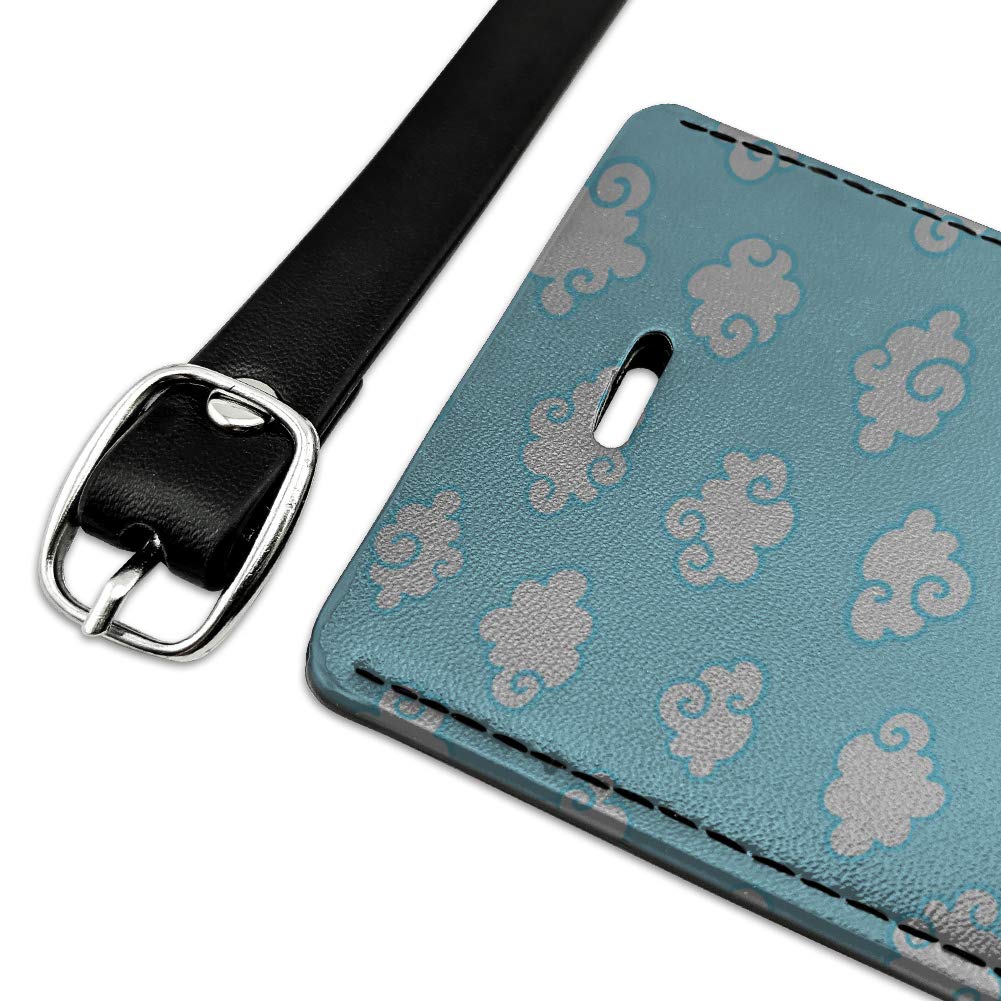 Stylish Rectangle Leather Luggage Tag with Cloud Pattern - Durable Suitcase ID Card Holder for Travel Bags | Perfect for Carry-Ons, Checked Luggage & Backpack Identification