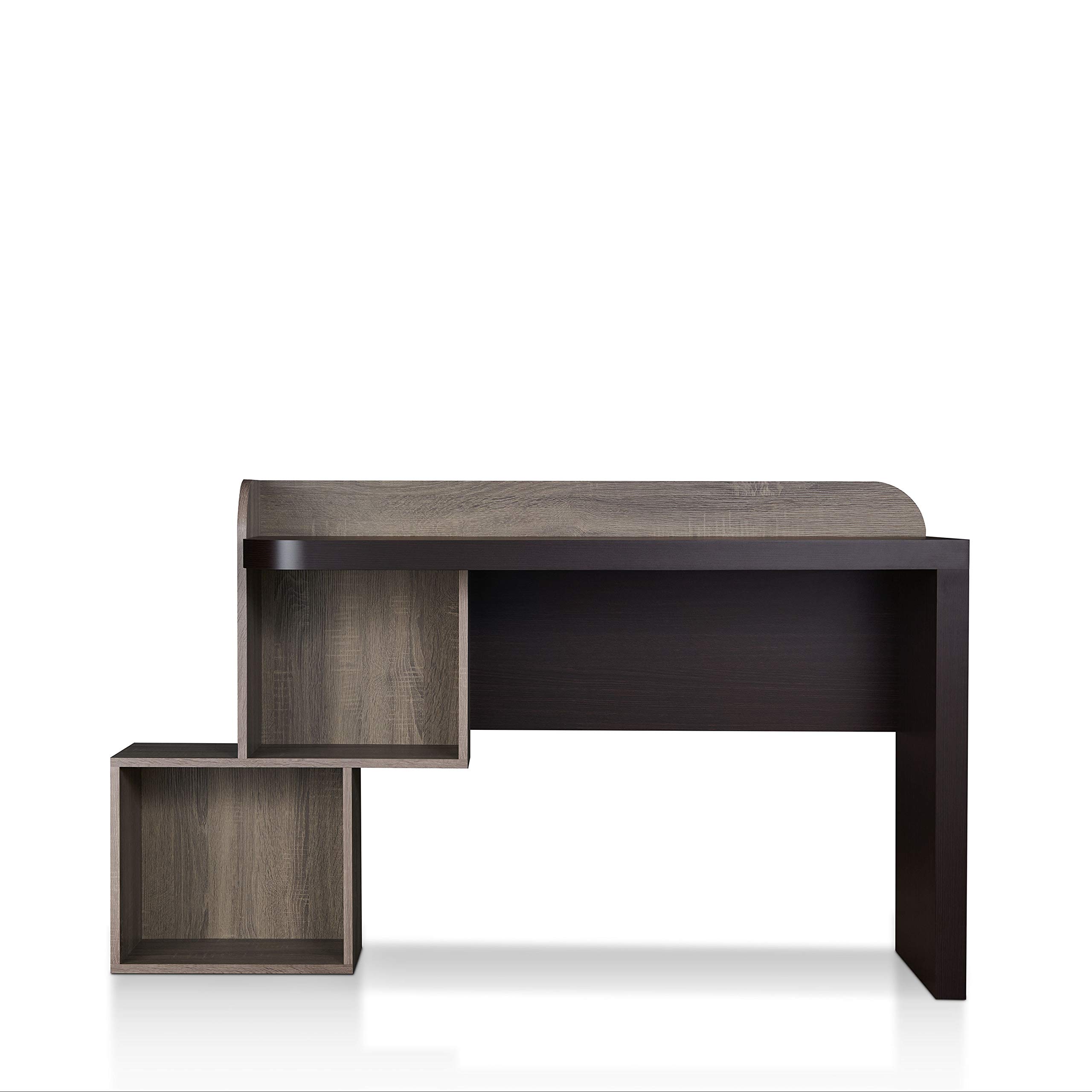 Modern Wood 49-inch Storage Writing Desk with 2 Shelves - Walnut & Chestnut Brown Home Office Desk for Work, Study & Small Spaces | Durable & Stylish Workspace Solution