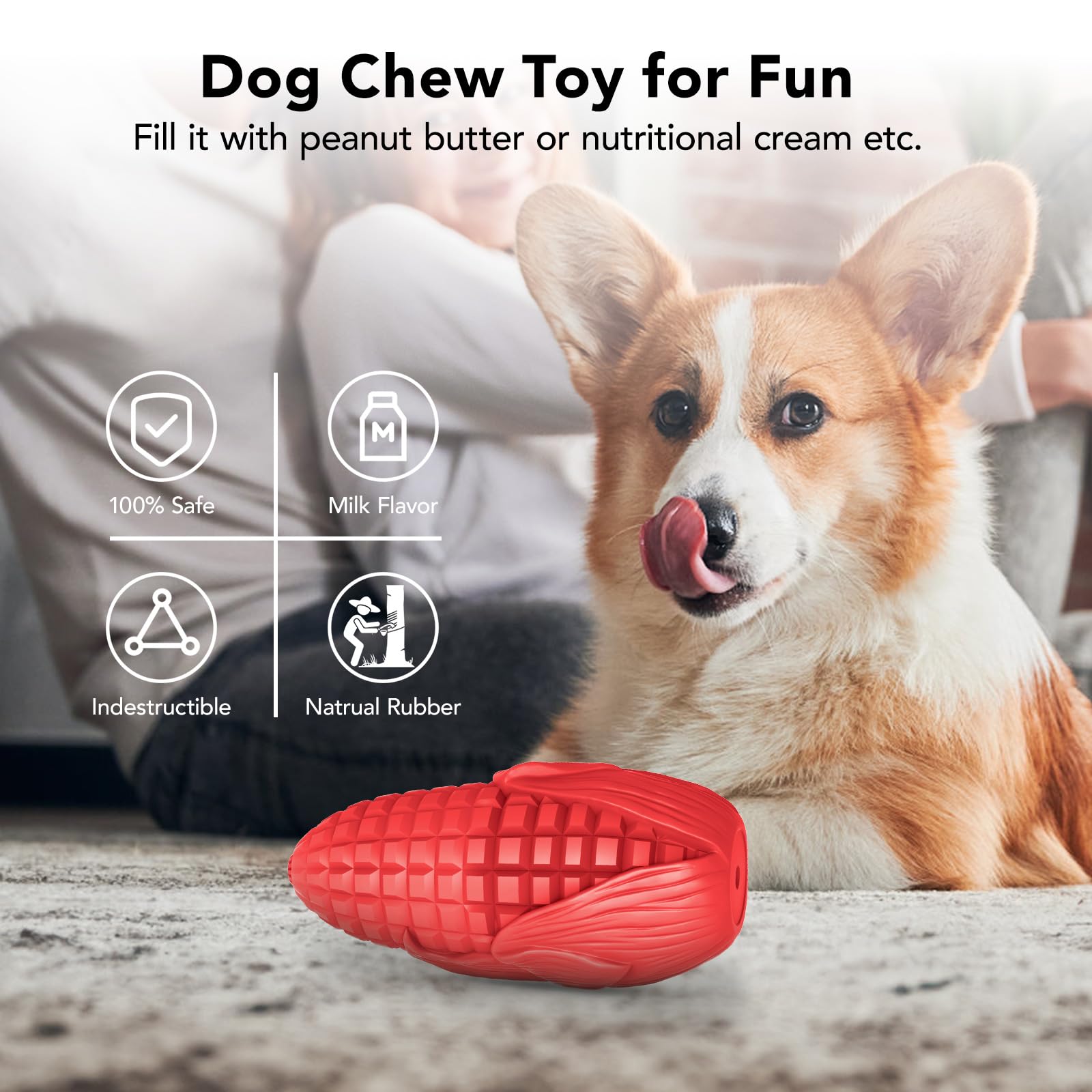 Indestructible Dog Toy for Aggressive Chewers - Squeaky Tough Chew Toy with Bacon Flavor, Durable Teeth Cleaning Toy for Medium & Large Breed Dogs - Keeps Pets Busy & Entertained (Red) - Perfect for Playtime, Training, and Dental Health
