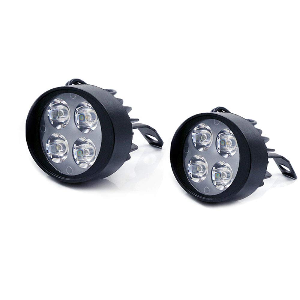 Worldmotop 2PCS Universal Motorcycle LED Fog Lights - Round Spot Driving Lights 12V-80V Waterproof Headlights for Off-Road, Night Riding & Adventure Motorcycles